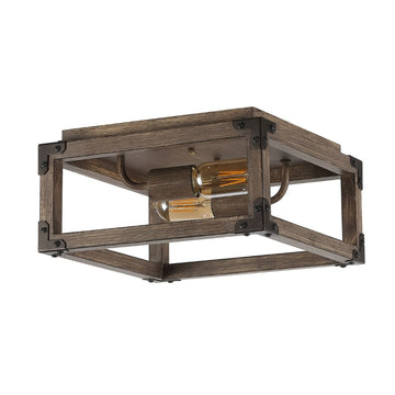 Magnolia 11.5" Iron Rustic Farmhouse LED Flush Mount - JONATHAN Y